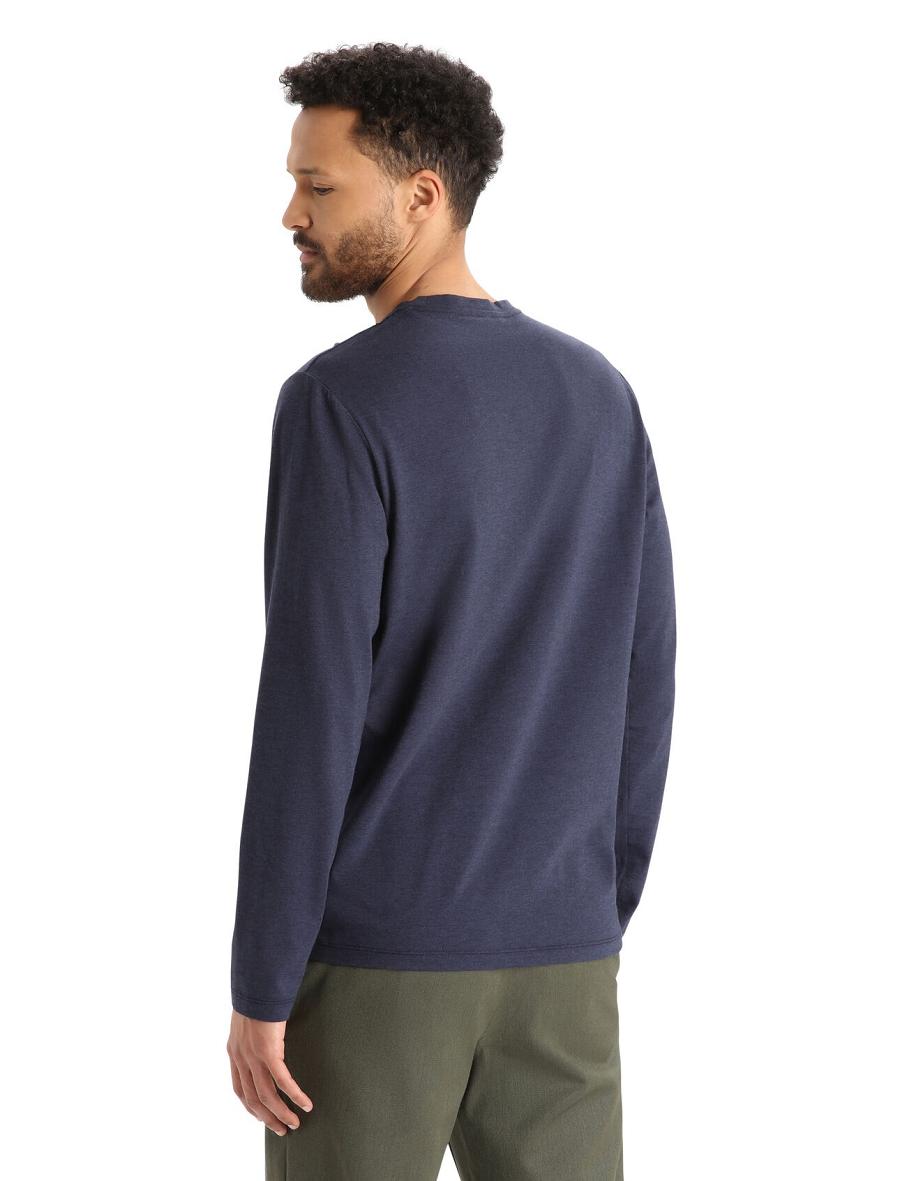 Long Sleeve Icebreaker Merino Central Classiche T-Shirt Canopy Camper Homme Bleu Marine | FR 1224FDNM